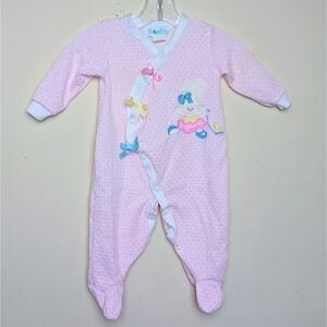 Vintage Babygro Easter Bunny Bows 80s One Piece Pink Romper 6 Months